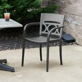 Grosfillex XA652579 / US652579 Moon Titanium Gray / Charcoal Stacking Armchair - Pack of 4, 4PK 383652579PK